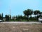 Street view with trees and blue sky