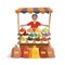 Street wooden counter with exotic spices and friendly seller.
