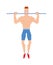 Street workout sport, exercising, training and lifestyle concept - young man doing abdominal exercise on horizontal bar