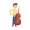 Street Young Boy Performer Playing Cello Vector Illustration