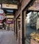 Street in Zurich with stores decorated for Christmas