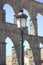 Streetlamp and aqueduct in Segovia, Spain