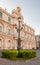 The streetlight in the background building of the University in Catania