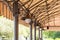 Streetlights under the summer cafeteria canopy. Architectural co