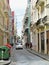 Streets and architecture of San Juan, Puerto Rico -March 9, 2017 - People walking the cobblestone streets of San Juan, Puerto Rico