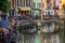 Streets, canal and Thiou river in Annecy, France