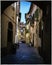 Streets of Florence, Italy. Tiny alleys with the bikes standing near the walls