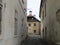 The streets of medieval Bohemia - paving stones, walls of wild stone, crooked streets.