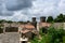 The streets of the medieval village in Europe, France, Occitanie, Aveyron, La Couvertoirade, in summer, on a sunny day