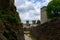 The streets of the medieval village in Europe, France, Occitanie, Aveyron, La Couvertoirade, in summer, on a sunny day