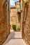 The streets of the old Italian city of Pienza
