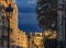 Streets of Paris on Ile de la Cite near the Notre Dame de Paris cathedral in the warm light of sunset