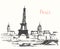 Streets Paris Vector cafe Vintage drawn sketch