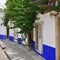 In the streets of the picturesque town of Obidos, Portugal