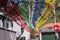 Streets of Sao Vicente decorated with colored paper flowers for a traditional festival Madeira, Portugal,Europe