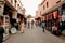 Streets and shops of the medina of the city of Marrakech