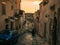 Streets of the Sicilian baroque town of Noto, Siracusa during the sunset