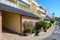 Streets of Spanish resort cities. palm trees on street. Tenerife Spain.