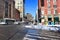 Streets of Tribeca neighborhood, during the winter, New York City.