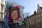 Streetview in Budapest, Hungary with wall painting of the Hungarian biochemist Katalin Kariko.