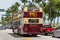 Streetview of the historical Art Deco District of Miami South Beach with a hop-on hop-off tourist bus