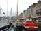 Streetview of Honfleur city lake and botas in France