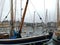 Streetview of Honfleur city lake and botas in France