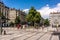 Streetview of pedestrian shopping street and Republique square i