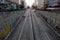 Streetview of Vehicle traffic and buildings at evening, in Sao Paulo