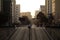 Streetview of Vehicle traffic and buildings at evening, in Sao Paulo