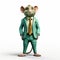Streetwise Rat: A Colorized Portrait Of A Businessman Rat In A Green Suit