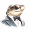 Streetwise Shark: A Stylish And Saturated Portrait Of A Shark In A Suit