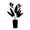 Strelitzia - a large domestic plant in a flower pot. Black silhouette for logo and icon. Home growing - an environmentally