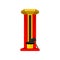 Strength tester or strongman game machine. High striker attraction with big hammer. Flat vector element for promo flyer