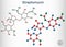 Streptomycin, C21H39N7O12 molecule. It is an aminoglycoside antibiotic. Structural chemical formula and molecule model. Sheet of