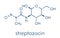 Streptozotocin cancer drug molecule. Used in treatment of metastatic cancer of the pancreatic islet cells. Skeletal formula.