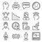 Stress and Depression Icons Set on White Background. Line Style Vector