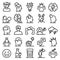 Stress icons set, outline style