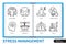 Stress management infographics linear icons collection