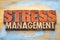 Stress management word abstract in wood type