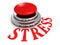 STRESS word red push button on white background