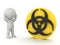 Stressed 3D Character next to biohazard logo