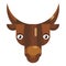 Stressed bull face emoji, upset cow icon isolated emotion sign