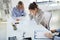 Stressed business team with papers at office