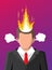 Stressed businessman with hair on fire.