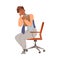 Stressed crying male employee sitting on chair in office vector illustration