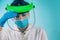 Stressed, Exhausted Medical Worker in Personal Protective Equipment During Corona Virus Pandemic