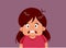 Stressed Little Girl Feeling Anxious Vector Cartoon illustration