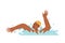 Stressed man wearing swimming hat drowning splashing in water asking for help vector illustration
