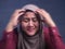 Stressed Muslim Lady Having Headache